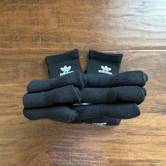 Adidas trefoil mens 6 pair black crew socks NEW in pack - Picture 3 of 3